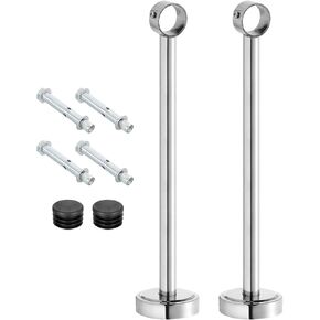 uxcell 2Set Ceiling Mount Bracket Fit 1.26inch Pipe, Stainless Steel Curtain Rod Holder Closet Rod Holders for Wardrobe Bathroom Curtain Pipe, 7.87inch Length