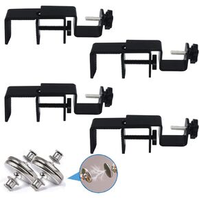 Outside Mounted Blinds Curtain Rod Bracket Attachment, 1.3 - 2 inches Wide Track, Tool - Free & Drill - Free, with Installation Guide and Curtain Magnet Buckle (Black, 2 Pack)
