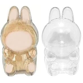 Protective Case Compatible for labubu , Plastic Clear Cover for Plush Figure Doll, Storage Transparent PVC Bag Hanging Model ,Display Case for Fan Collection ,Accessories (No Doll, Standing)