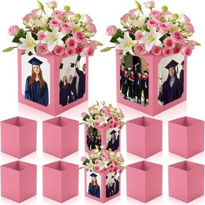 Spiareal 6 Pcs Graduation Table Centerpieces Box 6/7 Inch Picture Centerpieces for Table Photo Props Box Frame Congrats Grad Decorations for Graduation Wedding(Black)