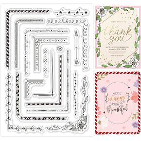 GLOBLELAND Corners Types Silicone Clear Stamps Lace Line Transparent Stamps for Festival Birthday Valentine's Day Cards Making DIY Scrapbooking Photo Album Decoration Paper Craft