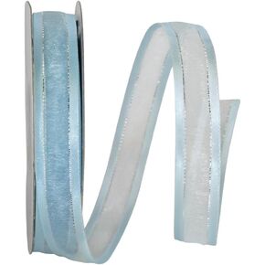 شريط معدني بحافة من الساتان الشفاف 25205-065-03J من Reliant Ribbon ، 5/8 بوصة × 25 ياردة ، أحمر