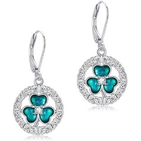Clover Earrings For Women 925 Sterling Silver Fashion Three Leaf Clover Dangle Earrings Good Luck Clover Jewelry With Gifts Box