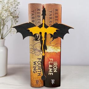 Handmade Dragon Bookshelf Decor - Fantasy Dragon Bookend, Wooden Book Nook Accessory for Book Lovers, Fourth Wing & Acotar Shelf Decor, for Fantasy Fans