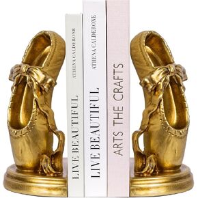 Bookends for Shelves, Heavy Duty Book Ends - Ballet Slipper Decorative Bookends with Anti-Slip Pad for Book Lovers Dancers Heavy Book Holder for Home Office Decor