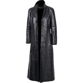 Women Black Leather Duster Long Coat Length Full Trench Coat For Women's #1