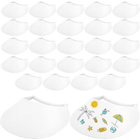 26 Pack White Sun Foam Visors DIY Summer Blank Foam Visors String Adjustable Sun Visor Hat for Adult Kids Summer Gifts Outdoor Supplies