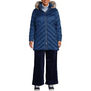 LAND 'END WOMIN'S FLEECE FLEECE Coated Primaloft Coat
