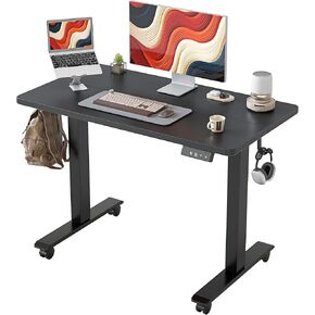 مكتب قائم مقاس 47 × 24 بوصة، مكتب كهربائي قابل للتعديل بارتفاع مع لوحة لصق، مكتب واقف مع عجلات، مكتب كمبيوتر مكتبي للجلوس للمكتب المنزلي، إطار أبيض/سطح خشب القيقب in Kuwait