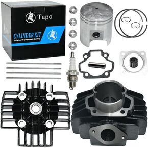 Tupo 44mm 60cc Big Bore Cylinder Cylinder Head Ring Gasket Top End Rebuild Kit متوافقة مع Yamaha PW50 PW 50 Y-Zinger 1981-2023 ، QT50 1979-1987 ، YT60 TRI-Zinger YT 60 1984-1985