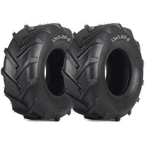 (2 Pack) 13x5.00-6 Tubeless Tiller Tractor Tire, 13x5-6 for Agriculture Farm Tractor Lawnmower Tire, 2 Ply, Super Lug Pattern