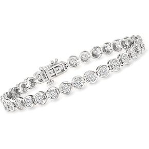 Ross-Simons 3.00 ct. t.w. Bezel-Set Diamond Tennis Bracelet in Sterling Silver