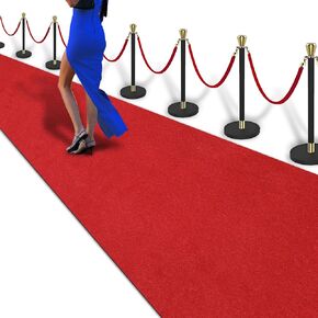 3ft x 20ft Extra Thick Red Carpet Runner for Party, Non-Slip TPR Rubber Backed red Rug, Wedding and Events Decorations, Reusable