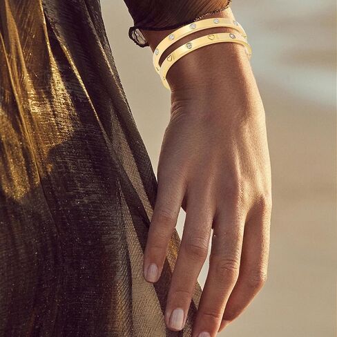 18K Gold Plated Stainless Steel Cuff Bracelet & Love Friendship Screw Bangle Bracelet Set for Women with Gift Box in Kuwait