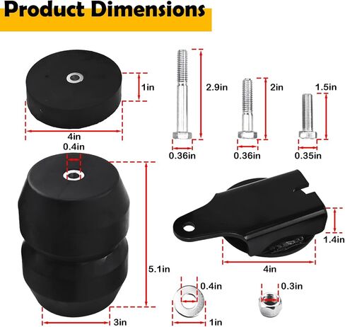 For250SDG Superension Helper Spring Kit متوافق مع 2011-2016 Ford F-250 Super Duty ، 2WD/4WD-بديل لـ Timbren ، يعزز التعليق مع Aeon Hollow Rubber Springs in Kuwait
