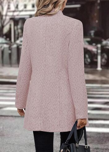 yoeasy Women's Stand Collar Single Breasted Pea Coat Casual Wool Blend Mid Long Trench Coat Winter Jackets in Saudi Arabia
