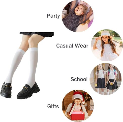 5 Pack Girls Knee High Socks Kids School Uniform Sheer Stockings Dress Long Socks for 7-18 Years Girls in Saudi Arabia