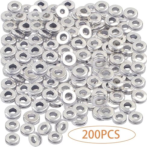 خرز فاصل من رونديل، 200 قطعة 6 ملم، خرز فاصل دائري مسطح من المعدن لصنع المجوهرات بنفسك، ذهبي عتيق، فضي عتيق، برونزي عتيق، نحاسي in Kuwait