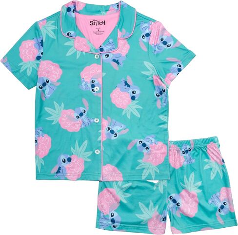 Disney Girls' 2-Piece Loose-fit Button Down Pajama Set, Soft & Cute for Kids in Saudi Arabia
