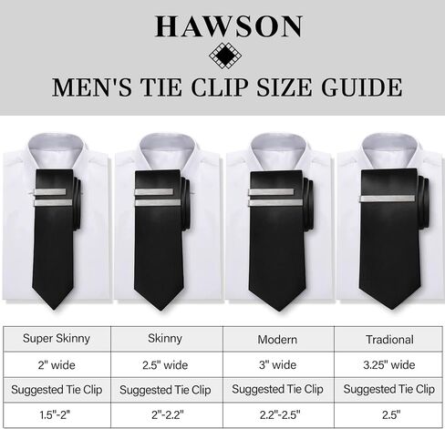 2.2/2.5 Inch Tie Clips for Men's tie in Gift Box, tie bar & pins set for larger width necktie in black red white blue color, Suitable for Wedding Anniversary Christmas Party in Saudi Arabia