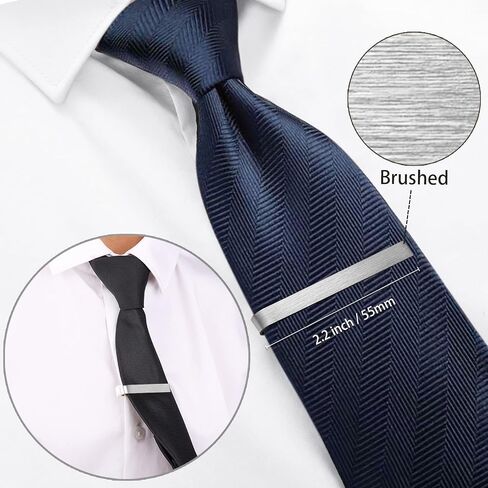 2.2/2.5 Inch Tie Clips for Men's tie in Gift Box, tie bar & pins set for larger width necktie in black red white blue color, Suitable for Wedding Anniversary Christmas Party in Saudi Arabia