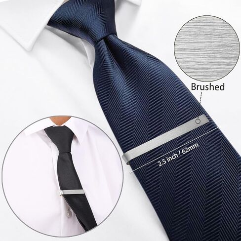 2.2/2.5 Inch Tie Clips for Men's tie in Gift Box, tie bar & pins set for larger width necktie in black red white blue color, Suitable for Wedding Anniversary Christmas Party in Saudi Arabia