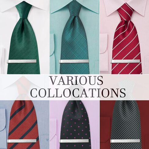 2.2/2.5 Inch Tie Clips for Men's tie in Gift Box, tie bar & pins set for larger width necktie in black red white blue color, Suitable for Wedding Anniversary Christmas Party in Saudi Arabia