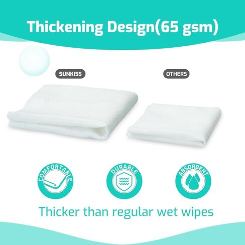 مناديل مبللة من صن كيس تراست بلس للبالغين، مناديل تنظيف الجسم سميكة للغاية 8 × 12 بوصة مع خلاصة الصبار لسلس البول والتنظيف لدى كبار السن، 50 قطعة in Kuwait