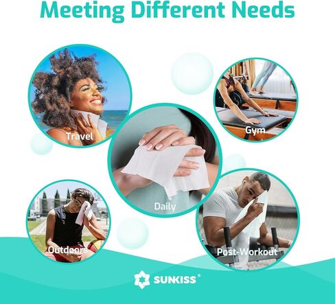 مناديل مبللة من صن كيس تراست بلس للبالغين، مناديل تنظيف الجسم سميكة للغاية 8 × 12 بوصة مع خلاصة الصبار لسلس البول والتنظيف لدى كبار السن، 50 قطعة in Kuwait