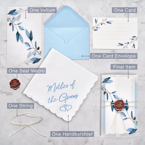 W&F GIFT Handkerchief - 12" x 12" - Something Blue for Bride on Wedding Day - Fun Gift in Kuwait