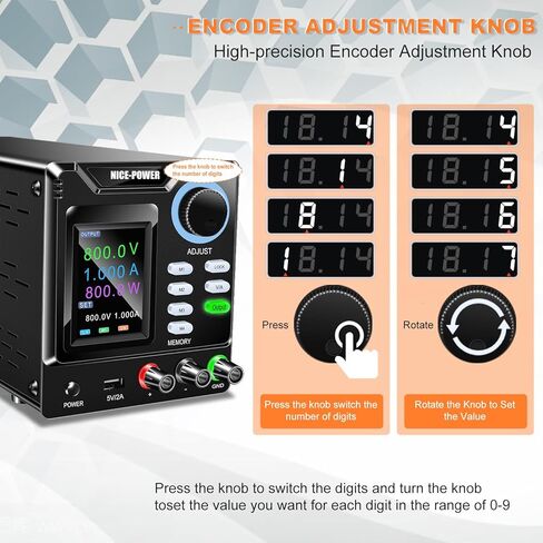 NICE-POWER DC Power Supply Variable, 0-400V 0-1A High Voltage Bench Power Supply with Memory Storage and Encoder Knob, Adjustable Regulated DC Power Supply with Output Switch, Lock Button,PC Software in Kuwait