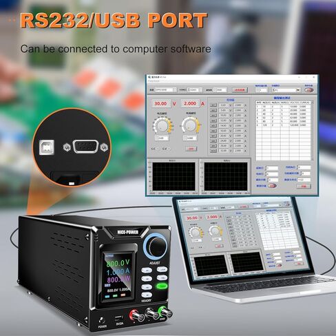 NICE-POWER DC Power Supply Variable, 0-400V 0-1A High Voltage Bench Power Supply with Memory Storage and Encoder Knob, Adjustable Regulated DC Power Supply with Output Switch, Lock Button,PC Software in Kuwait