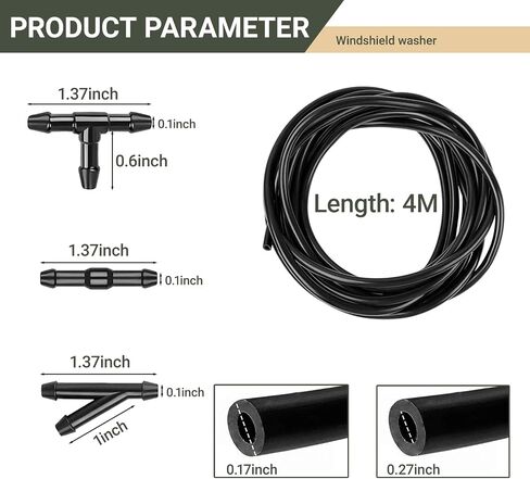 Windshield Washer Hose Kit, 4 Meter Washer Fluid Hose with 12 Pcs Connectors, Connect Car Water Pump and Nozzles, Compatible with Most Vehicle Windshield Nozzle Installation in Saudi Arabia
