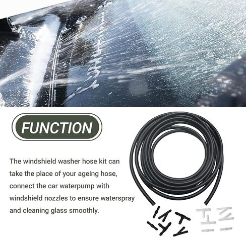 Windshield Washer Hose Kit, 4 Meter Washer Fluid Hose with 12 Pcs Connectors, Connect Car Water Pump and Nozzles, Compatible with Most Vehicle Windshield Nozzle Installation in Saudi Arabia