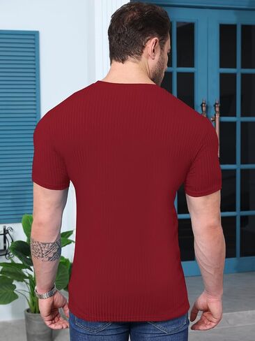 YKR Men's Muscle Shirt Workout Gym Shirts Crewneck Short Sleeve Slim Fit T Shirt in Saudi Arabia