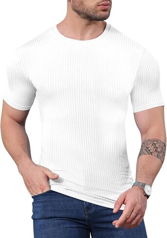 ykr men muscle shirt تمرين القمصان الصالة الرياضية Crewneck قصير الأكمام in Saudi Arabia