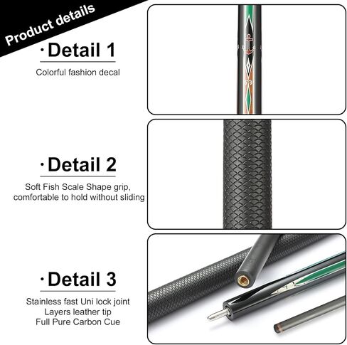 CROWN ME Carbon Fiber Pool Cue Stick 12.5mm Tip Billiard Carbon Fiber cue in Kuwait
