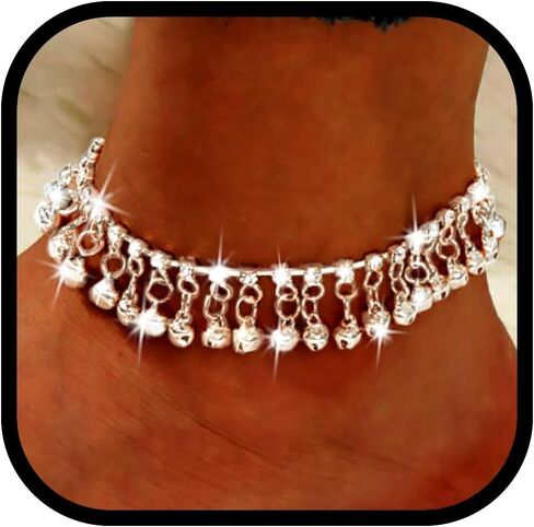 Bounzhi Boho Bell الهندي خلخال أساور الذهب حجر الراين شرابة القدم الخلخال سلسلة الشاطئ الصيف مجوهرات للقدم للنساء in Kuwait