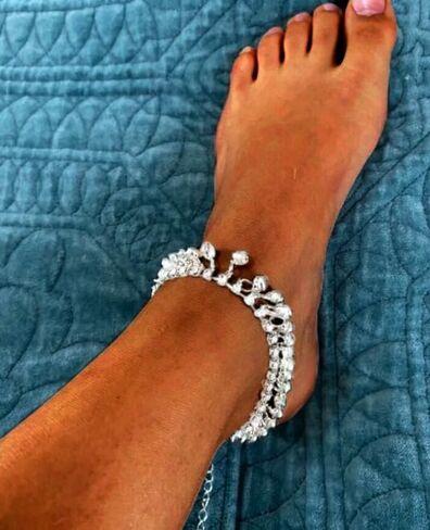 Bounzhi Boho Bell الهندي خلخال أساور الذهب حجر الراين شرابة القدم الخلخال سلسلة الشاطئ الصيف مجوهرات للقدم للنساء in Kuwait