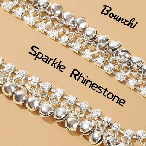 Bounzhi Boho Bell الهندي خلخال أساور الذهب حجر الراين شرابة القدم الخلخال سلسلة الشاطئ الصيف مجوهرات للقدم للنساء in Kuwait