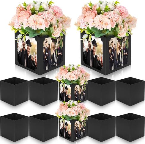 Spiareal 6 Pcs Graduation Table Centerpieces Box 6/7 Inch Picture Centerpieces for Table Photo Props Box Frame Congrats Grad Decorations for Graduation Wedding(Black) in Saudi Arabia