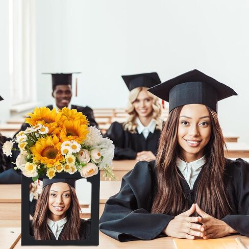 Spiareal 6 Pcs Graduation Table Centerpieces Box 6/7 Inch Picture Centerpieces for Table Photo Props Box Frame Congrats Grad Decorations for Graduation Wedding(Black) in Saudi Arabia