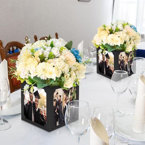 Spiareal 6 Pcs Graduation Table Centerpieces Box 6/7 Inch Picture Centerpieces for Table Photo Props Box Frame Congrats Grad Decorations for Graduation Wedding(Black) in Saudi Arabia