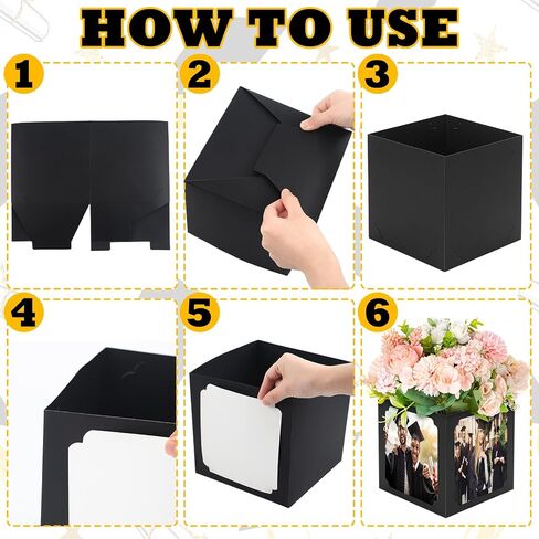 Spiareal 6 Pcs Graduation Table Centerpieces Box 6/7 Inch Picture Centerpieces for Table Photo Props Box Frame Congrats Grad Decorations for Graduation Wedding(Black) in Saudi Arabia