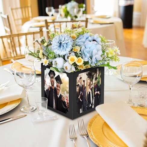 Spiareal 6 Pcs Graduation Table Centerpieces Box 6/7 Inch Picture Centerpieces for Table Photo Props Box Frame Congrats Grad Decorations for Graduation Wedding(Black) in Saudi Arabia