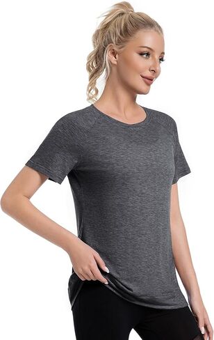 Absttith Women's Workout Shirts Short Sleeve Sports Tee Crew Neck Running Yoga Quick Dry Top in Kuwait