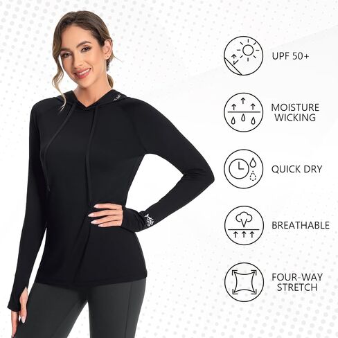 BASSDASH Women’s UPF 50+ Hiking Fishing Hoodie UV Shirt Long Sleeve Outdoor Activewear Breathable Lightweight Stretch in Saudi Arabia