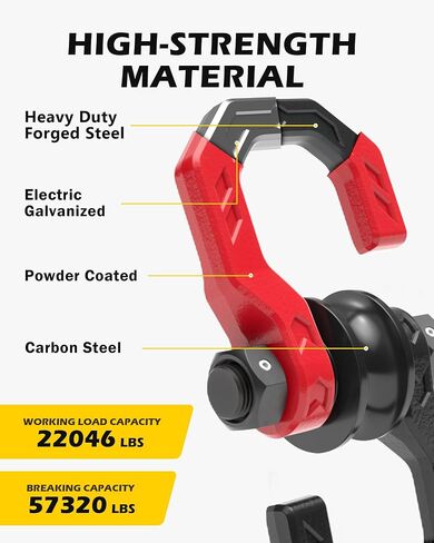 D-Ring Split Shackle مع كتلة البكرة ، وسحب Winch Snatch Block و 3/4 "SPLICE Shackle 2in1 ، 57320 رطل (26T) قوة كسر ، للتعافي ، Blackred in Kuwait