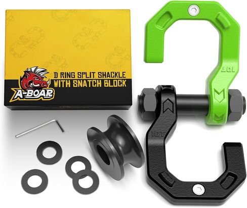 D-Ring Split Shackle مع كتلة البكرة ، وسحب Winch Snatch Block و 3/4 "SPLICE Shackle 2in1 ، 57320 رطل (26T) قوة كسر ، للتعافي ، Blackred in Kuwait