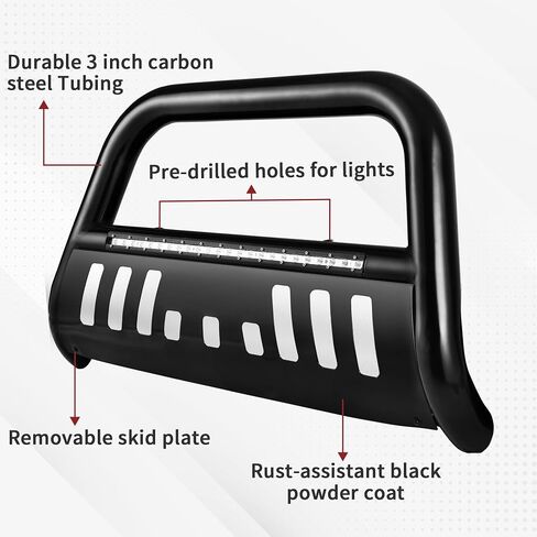 YITAMOTOR Bull Bar Compatible with 2016-2023 Toyota Tacoma (Excludes TRD Models), 3" Tubing Brush Guard Pickup Truck Front Bumper Push Bar w/Grille Skid Plate in Saudi Arabia